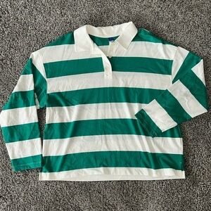Old navy rugby green and white top